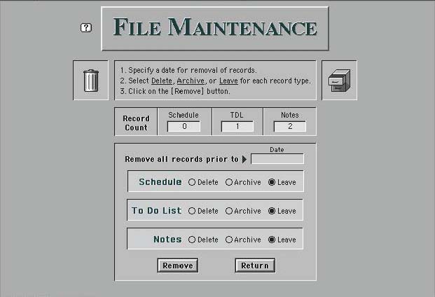 Abbott Printing File Maintenance Screen