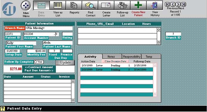 AccounTrac Data Entry Screen