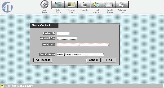 AccounTrac Find Contact Screen