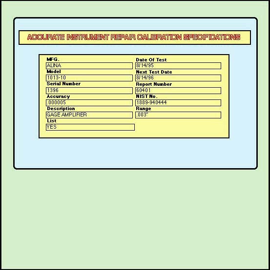 Calibration Specifications