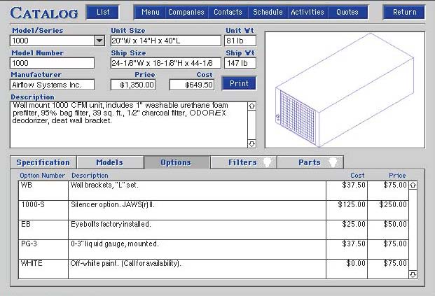 Catalog Options Page