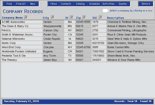 Company Records Page