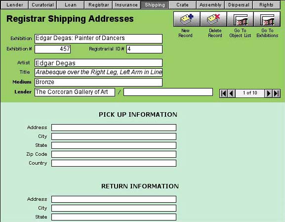 Registrar Shipping Addresses