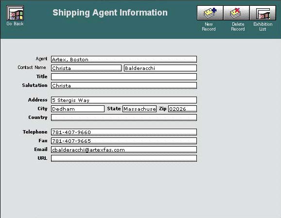 Shipping Agent Information