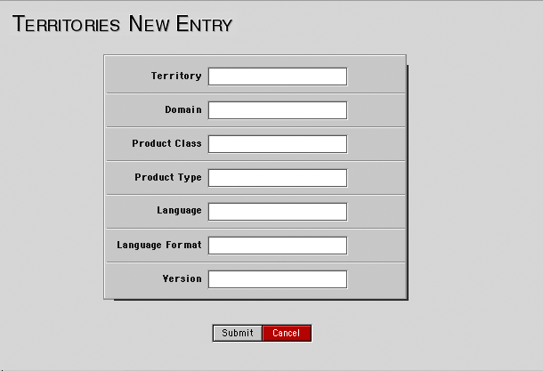 Territories Entry