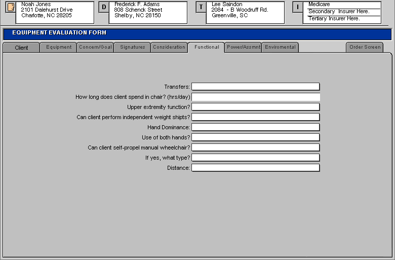 Orders Equipment Evaluation (Functional)